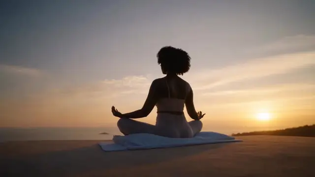 Meditator at sunset